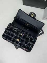 Chanel Flap bag raffia Tweed in black & white 20cm - 5