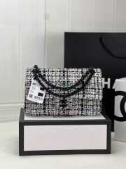 Chanel Flap bag raffia Tweed in white with black hardware 20cm - 1