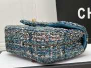 Chanel Flap bag raffia Tweed in blue with gold hardware 20cm - 4