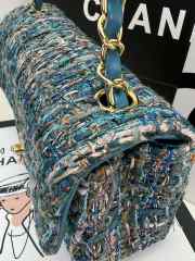 Chanel Flap bag raffia Tweed in blue with gold hardware 20cm - 5