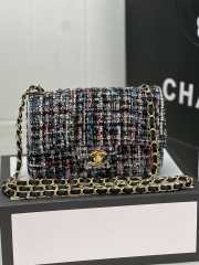 Chanel Flap bag raffia Tweed in red & black with gold hardware 20cm - 1