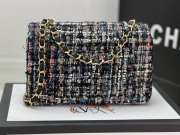 Chanel Flap bag raffia Tweed in red & black with gold hardware 20cm - 3