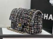 Chanel Flap bag raffia Tweed in red & black with gold hardware 20cm - 4