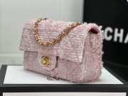 Chanel Flap bag raffia Tweed in pink with gold hardware 20cm - 3