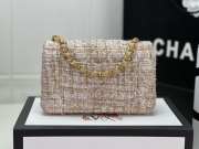 Chanel Flap bag raffia Tweed in pink & beige with gold hardware 20cm - 6