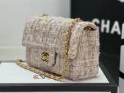 Chanel Flap bag raffia Tweed in pink & beige with gold hardware 20cm - 5