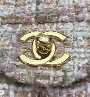 Chanel Flap bag raffia Tweed in pink & beige with gold hardware 20cm - 3