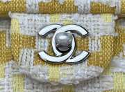 Chanel Flap bag raffia Tweed in yellow with silver hardware 20cm - 4