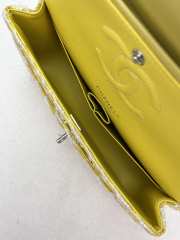 Chanel Flap bag raffia Tweed in yellow with silver hardware 20cm - 2