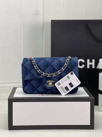 Chanel Denim Printed Belt Bag Dark Blue 20cm