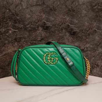 Gucci Marmont Small Shoulder Bag In Green 24x13x7cm