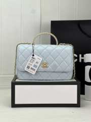 Chanel Flap Bag With Chain Lambskin & Gold-Tone Metal Light Blue - 1