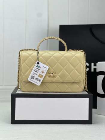 Chanel Flap Bag With Chain Lambskin & Gold-Tone Metal Yellow