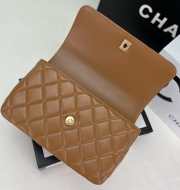 Chanel Flap Bag With Chain Lambskin & Gold-Tone Metal Brown - 5