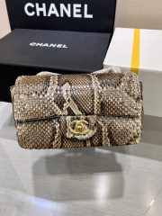 Chanel classic flap bag python skin  with gold buckle 01 20cm - 1