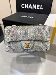 Chanel classic flap bag python skin with gold buckle 02 20cm - 1