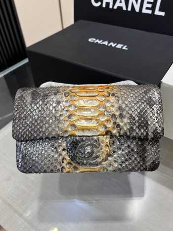 Chanel classic flap bag python skin with gold buckle 16 20cm