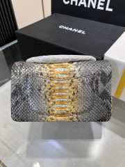 Chanel classic flap bag python skin with gold buckle 16 20cm - 5