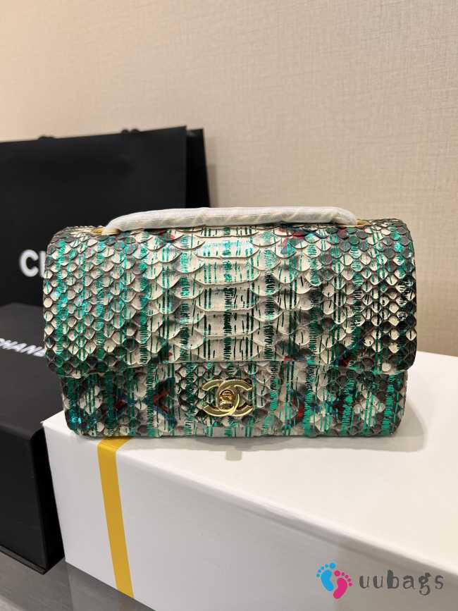 Chanel classic flap bag python skin with gold buckle 20 20cm - 1