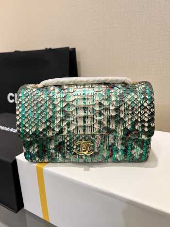 Chanel classic flap bag python skin with gold buckle 20 20cm