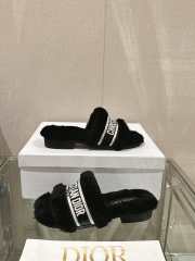 Dior Fur Mules Slipper In Balck - 5