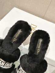 Dior Fur Mules Slipper In Balck - 2