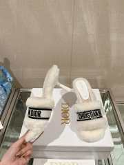 Dior Fur Mules Slipper In White 8cm - 5