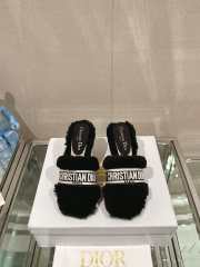 Dior Fur Mules Slipper In Black 8cm - 4