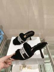 Dior Fur Mules Slipper In Black 8cm - 3