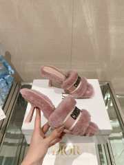 Dior Fur Mules Slipper In Pink 8cm - 3