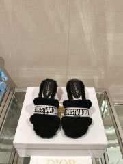 Dior Fur Mules Slipper In Black 6.5cm - 3