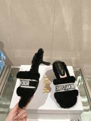 Dior Fur Mules Slipper In Black 6.5cm - 5