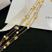 Celine Triomphe Pearl Double Necklace In Brass With Gold Finish And Resin Pearls - 4