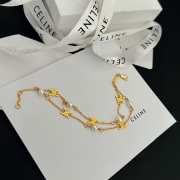 Celine Triomphe Pearl Double Bracelet In Brass With Gold Finish And Resin Pearls - 1