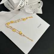 Celine Triomphe Pearl Double Bracelet In Brass With Gold Finish And Resin Pearls - 4