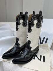 Gani Monochrome Mid Shaft Embroidered Western Boots - 1