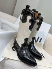 Gani Monochrome Mid Shaft Embroidered Western Boots - 5