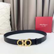 Salvatore Ferragamo belt with gold buckle and black strap 3.5cm - 1