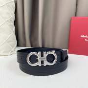 Salvatore Ferragamo belt with silver buckle and black strap 3.5cm - 5