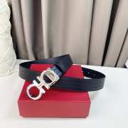 Salvatore Ferragamo belt with silver buckle and black strap 3.5cm - 4