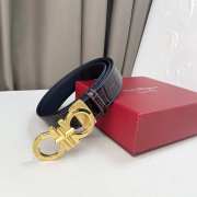 Salvatore Ferragamo crocodile leather belt with gold buckle 3.5cm - 2