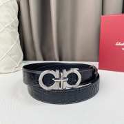 Salvatore Ferragamo crocodile leather belt with silver buckle 3.5cm - 1