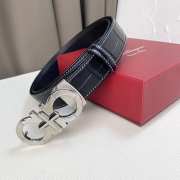 Salvatore Ferragamo crocodile leather belt with silver buckle 3.5cm - 2