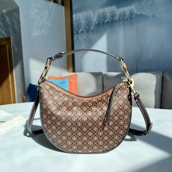 Tory Burch Mini T Monogram Calf Hair Crescent Bag 20x25x5cm