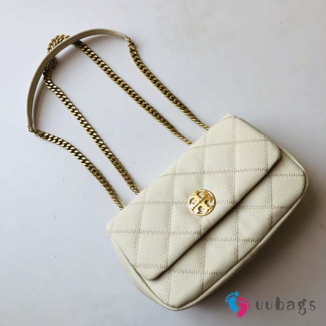 Tory Burch Willa Small Shoulder Bag With Gold Buckle In White - 1