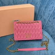 Miu Miu Leather Chain-Linked Shoulder Bag In Pink 19x13x5cm - 1