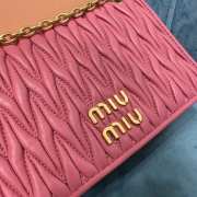 Miu Miu Leather Chain-Linked Shoulder Bag In Pink 19x13x5cm - 3