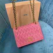 Miu Miu Leather Chain-Linked Shoulder Bag In Pink 19x13x5cm - 4