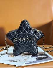 Chanel star handbag satin & gold-tone metal black 22.5x6cm - 3