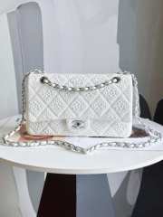 Chanel Pearls Classic Flap Bag In White With Silver Buckle 25cm - 1